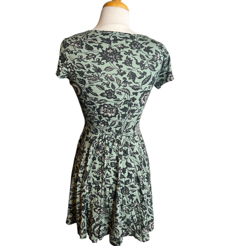 Peruvian Connection Black & Green Floral Fit & Flare Mini Dress - Picture 2 of 5